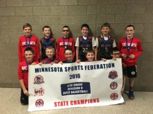 BOYS 6B STATE CHAMPIONS: St. Joe's; Runner-up: Mayer Knights; 3rd Place: Shakopee Red; 4th Place: Rockford Green