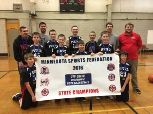 BOYS 7C STATE CHAMPIONS: PIERZ; Runner-up: West Minnehaha Rec; 3rd Place: Prior Lake White; 4th Place: Shakopee White