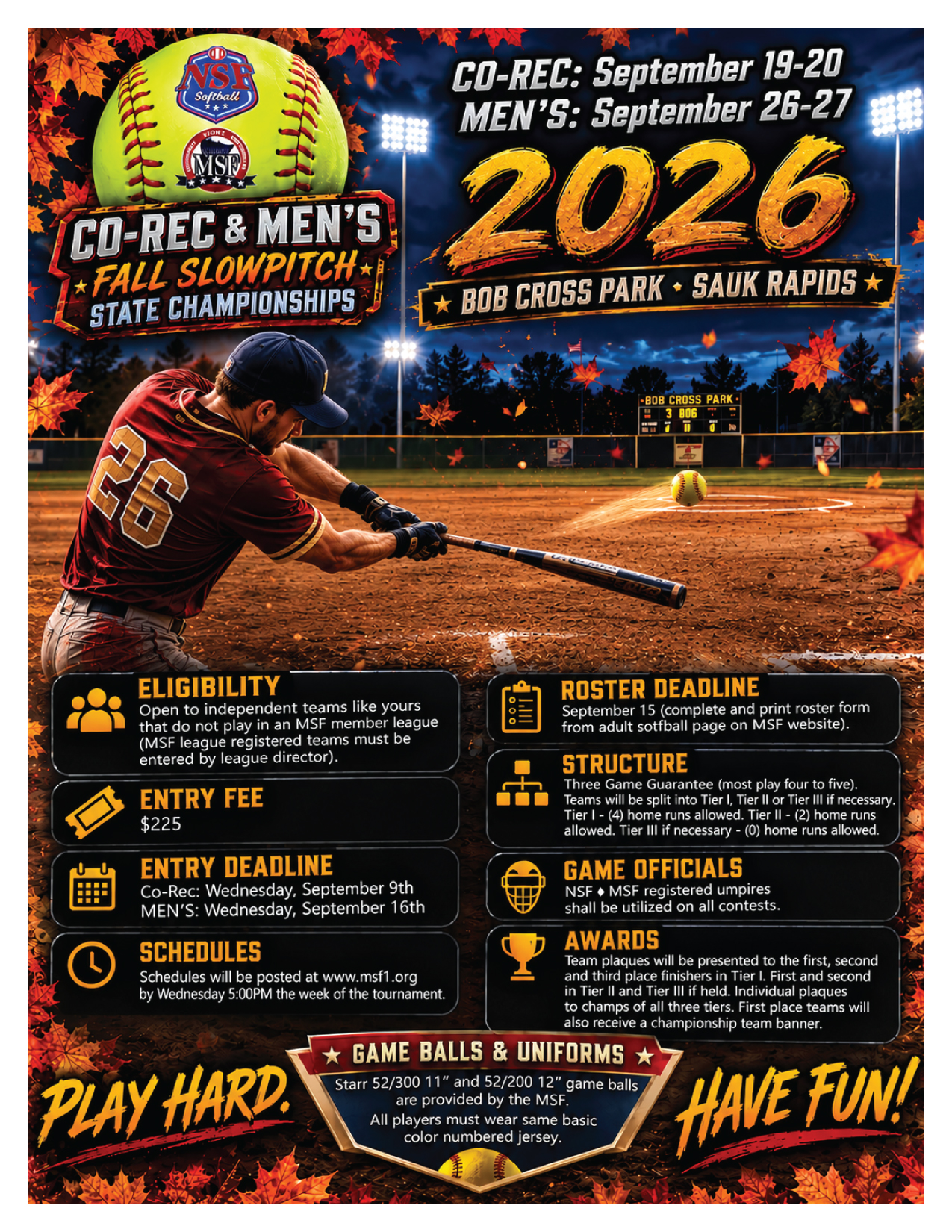 2026 CO-REC & MEN’S FALL TOURNAMENTS